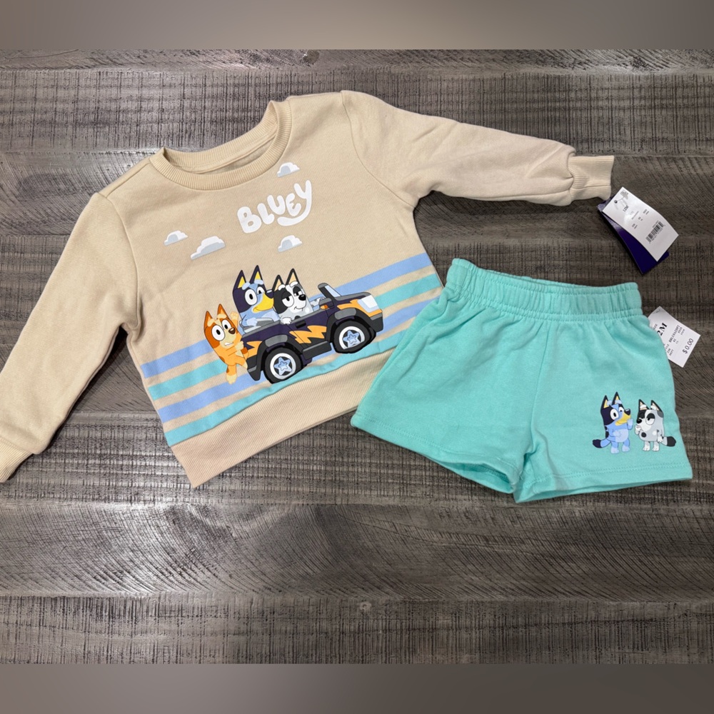 Bluey Sweatshirt and shorts- size 12m